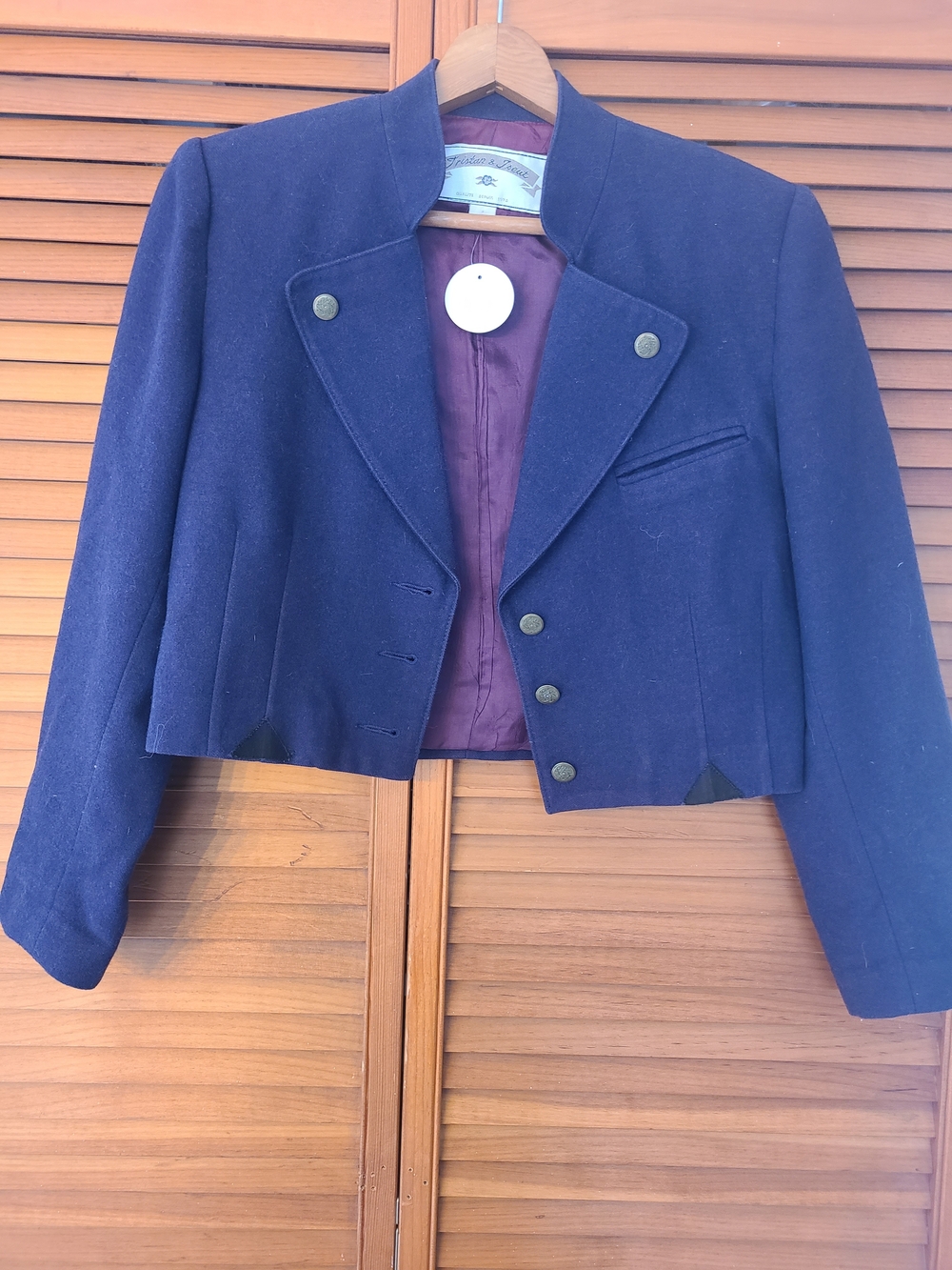 Vintage Cropped Purple Wool Blend Women's Jacket